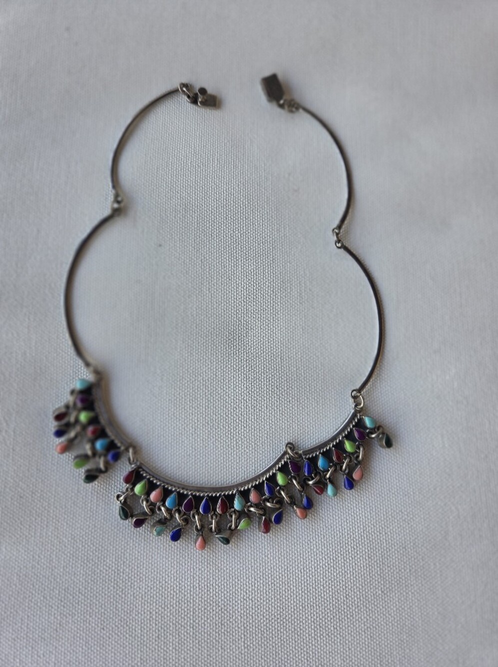 Sterling Silver Multicolor Teardrop Necklace - Women Jewelry